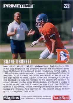 1992 SkyBox Prime Time #223 Shane Dronett Back