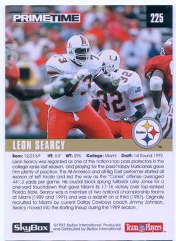 1992 SkyBox Prime Time #225 Leon Searcy Back