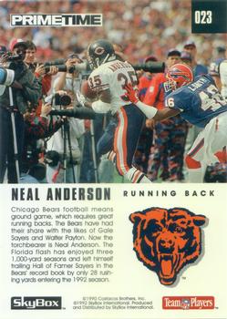 1992 SkyBox Prime Time #023 Neal Anderson Back