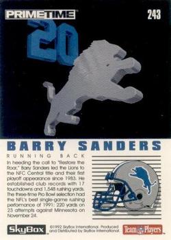 1992 SkyBox Prime Time #243 Barry Sanders Back