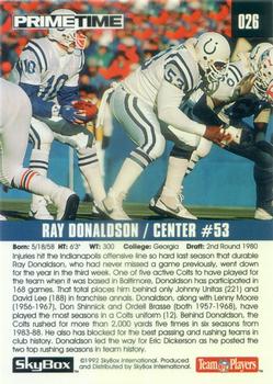 1992 SkyBox Prime Time #026 Ray Donaldson Back