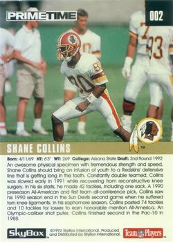 1992 SkyBox Prime Time #002 Shane Collins Back