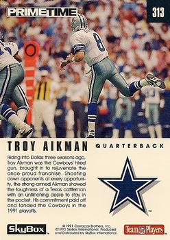 1992 SkyBox Prime Time #313 Troy Aikman Back
