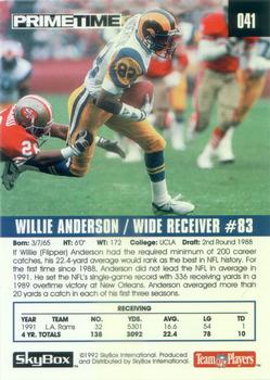 1992 SkyBox Prime Time #041 Willie Anderson Back