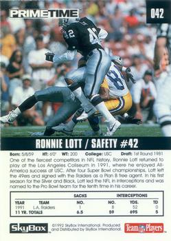 1992 SkyBox Prime Time #042 Ronnie Lott Back
