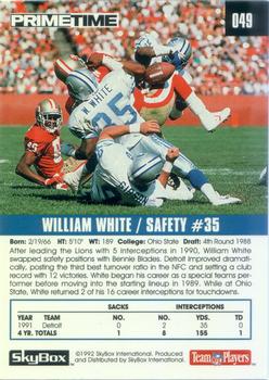 1992 SkyBox Prime Time #049 William White Back