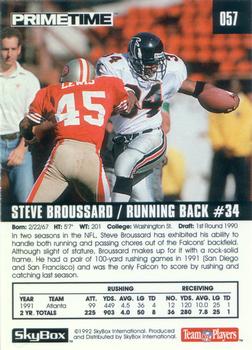 1992 SkyBox Prime Time #057 Steve Broussard Back