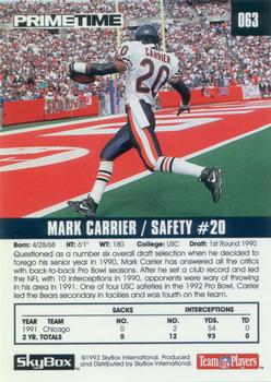 1992 SkyBox Prime Time #063 Mark Carrier Back