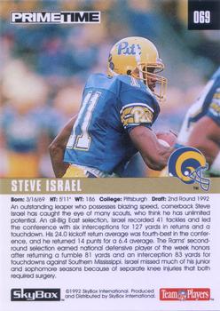 1992 SkyBox Prime Time #069 Steve Israel Back