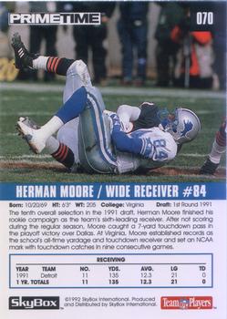 1992 SkyBox Prime Time #070 Herman Moore Back