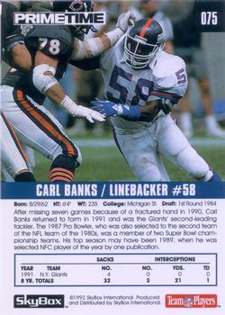 1992 SkyBox Prime Time #075 Carl Banks Back