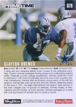 1992 SkyBox Prime Time #079 Clayton Holmes Back