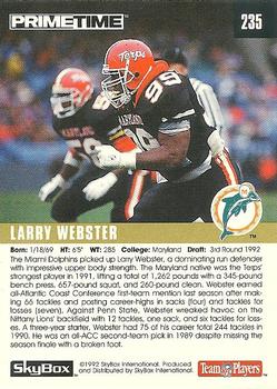 1992 SkyBox Prime Time #235 Larry Webster Back