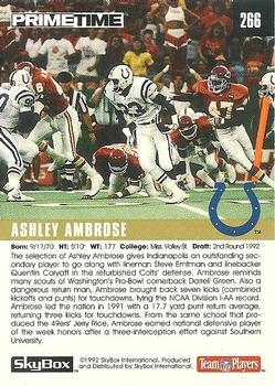 1992 SkyBox Prime Time #266 Ashley Ambrose Back