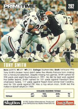 1992 SkyBox Prime Time #292 Tony Smith Back