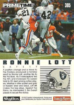1992 SkyBox Prime Time #305 Ronnie Lott Back