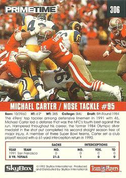 1992 SkyBox Prime Time #306 Michael Carter Back