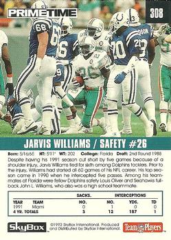 1992 SkyBox Prime Time #308 Jarvis Williams Back