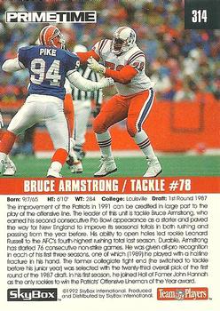 1992 SkyBox Prime Time #314 Bruce Armstrong Back