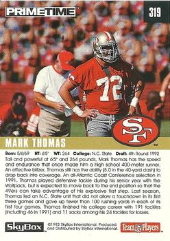 1992 SkyBox Prime Time #319 Mark Thomas Back