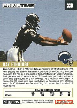 1992 SkyBox Prime Time #330 Ray Ethridge Back
