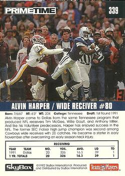 1992 SkyBox Prime Time #339 Alvin Harper Back