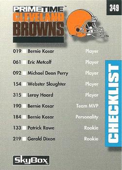 1992 SkyBox Prime Time #349 Checklist: Browns / Cowboys Front