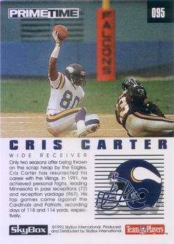 1992 SkyBox Prime Time #095 Cris Carter Back