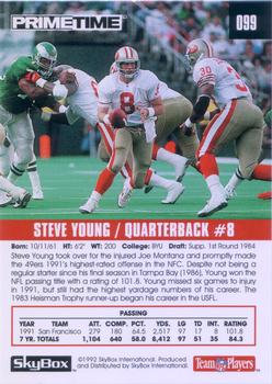 1992 SkyBox Prime Time #099 Steve Young Back