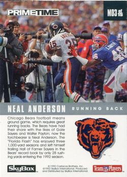1992 SkyBox Prime Time - Poster Cards #M03 Neal Anderson Back