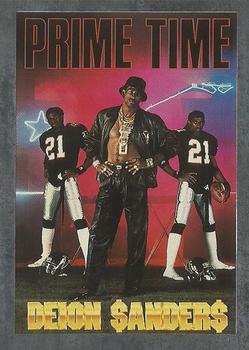 1992 SkyBox Prime Time - Poster Cards #M05 Deion Sanders Front