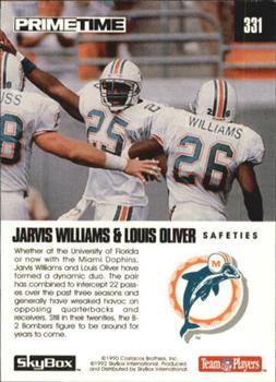 1992 SkyBox Prime Time - Poster Cards #M08 Jarvis Williams / Louis Oliver Back