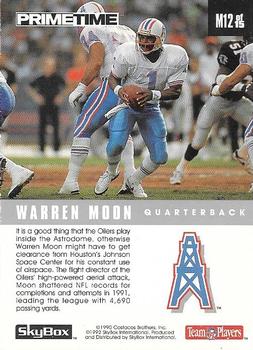 1992 SkyBox Prime Time - Poster Cards #M12 Warren Moon Back