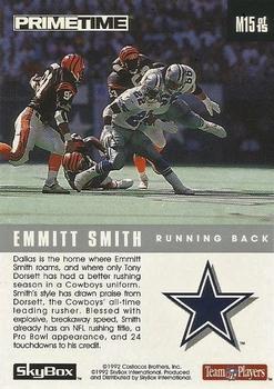 1992 SkyBox Prime Time - Poster Cards #M15 Emmitt Smith Back