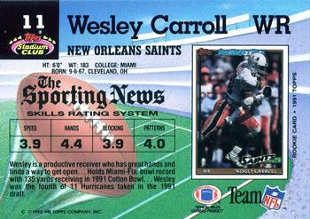 1992 Stadium Club #11 Wesley Carroll Back