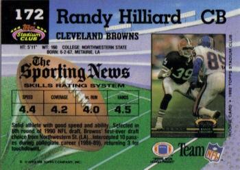 1992 Stadium Club #172 Randy Hilliard Back