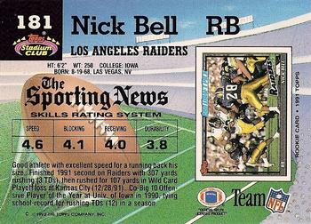 1992 Stadium Club #181 Nick Bell Back