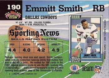 1992 Stadium Club #190 Emmitt Smith Back