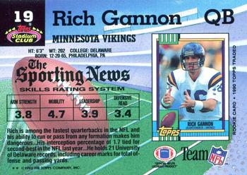 1992 Stadium Club #19 Rich Gannon Back