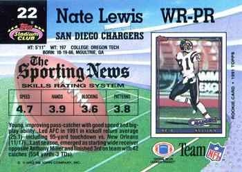 1992 Stadium Club #22 Nate Lewis Back