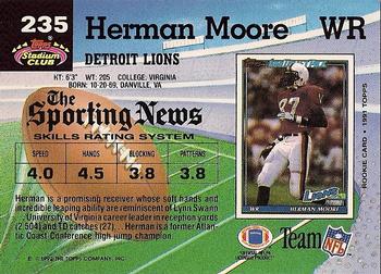 1992 Stadium Club #235 Herman Moore Back