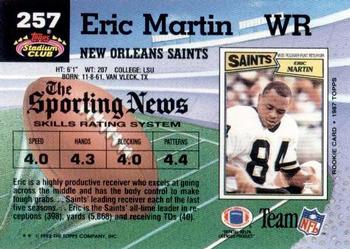 1992 Stadium Club #257 Eric Martin Back