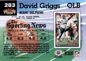 1992 Stadium Club #283 David Griggs Back