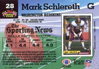 1992 Stadium Club #28 Mark Schlereth Back