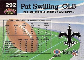 1992 Stadium Club #292 Pat Swilling Back