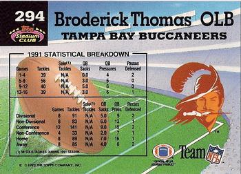 1992 Stadium Club #294 Broderick Thomas Back