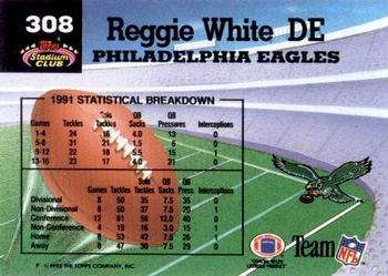 1992 Stadium Club #308 Reggie White Back