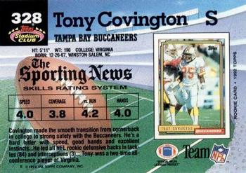 1992 Stadium Club #328 Tony Covington Back