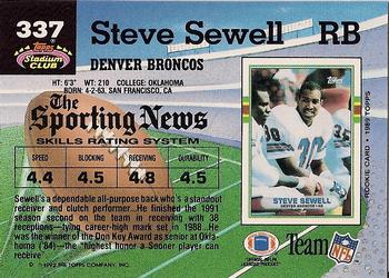 1992 Stadium Club #337 Steve Sewell Back