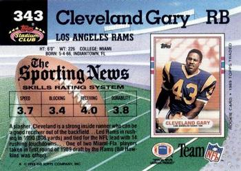 1992 Stadium Club #343 Cleveland Gary Back